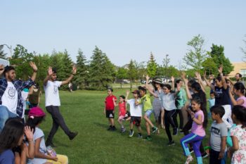 Participants learn a bhangra dance at the ‘mela,’ which translates to community festival.  