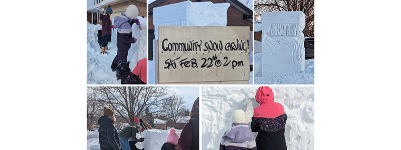 Community takes part in Ayyám-i-Há snow carving